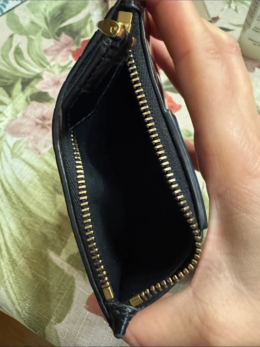 Balmain Black Croc-Embossed Leather Zip Pouch with Gold Hardware
